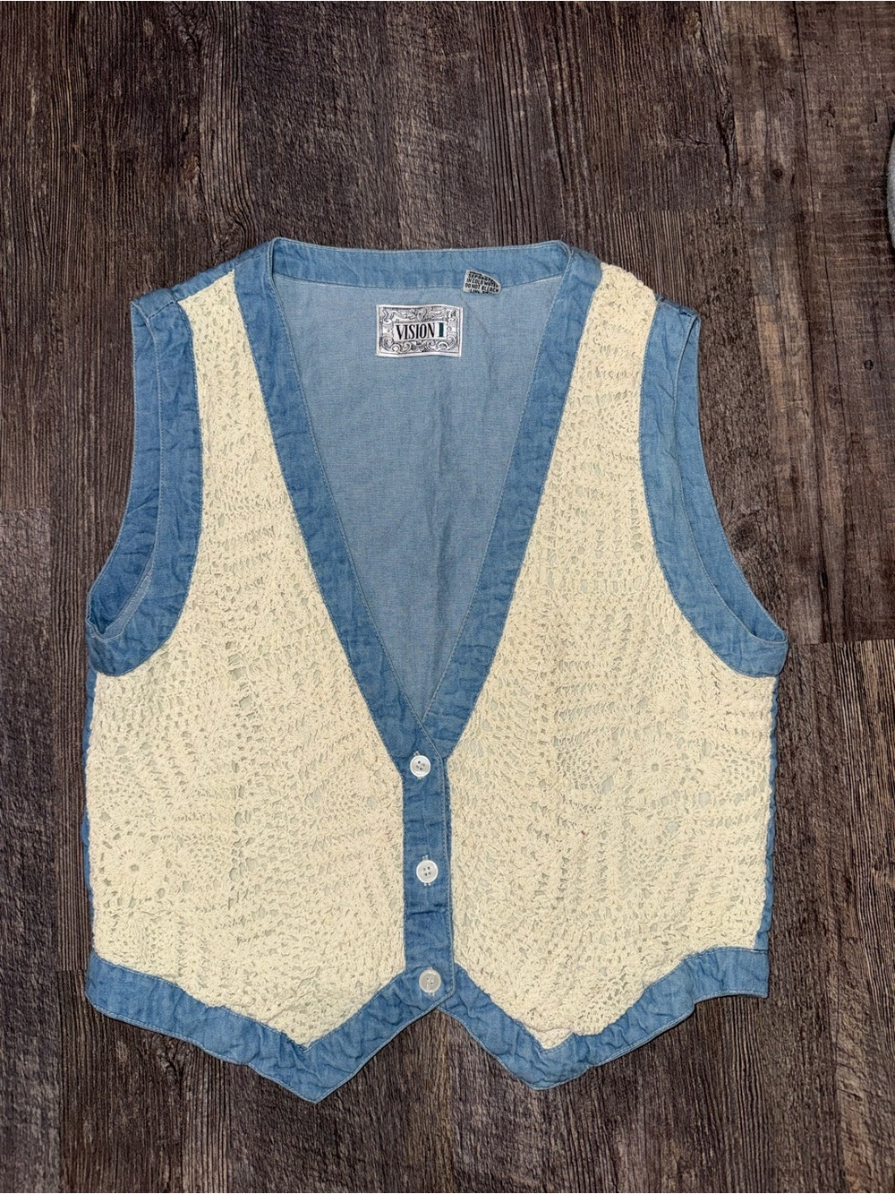 Vintage Vision I Denim Crochet Vest